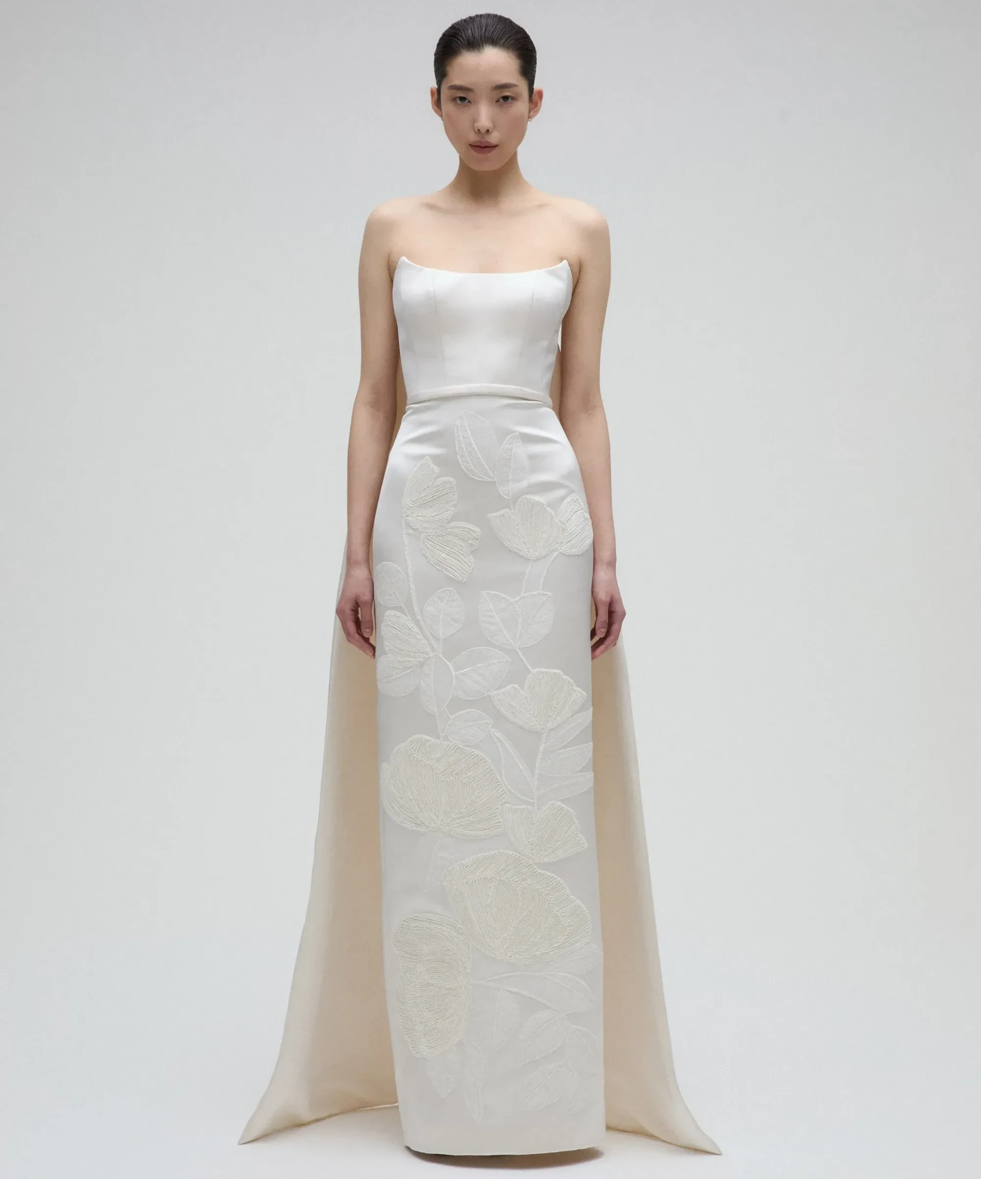 Model wearing a gown by Amsale