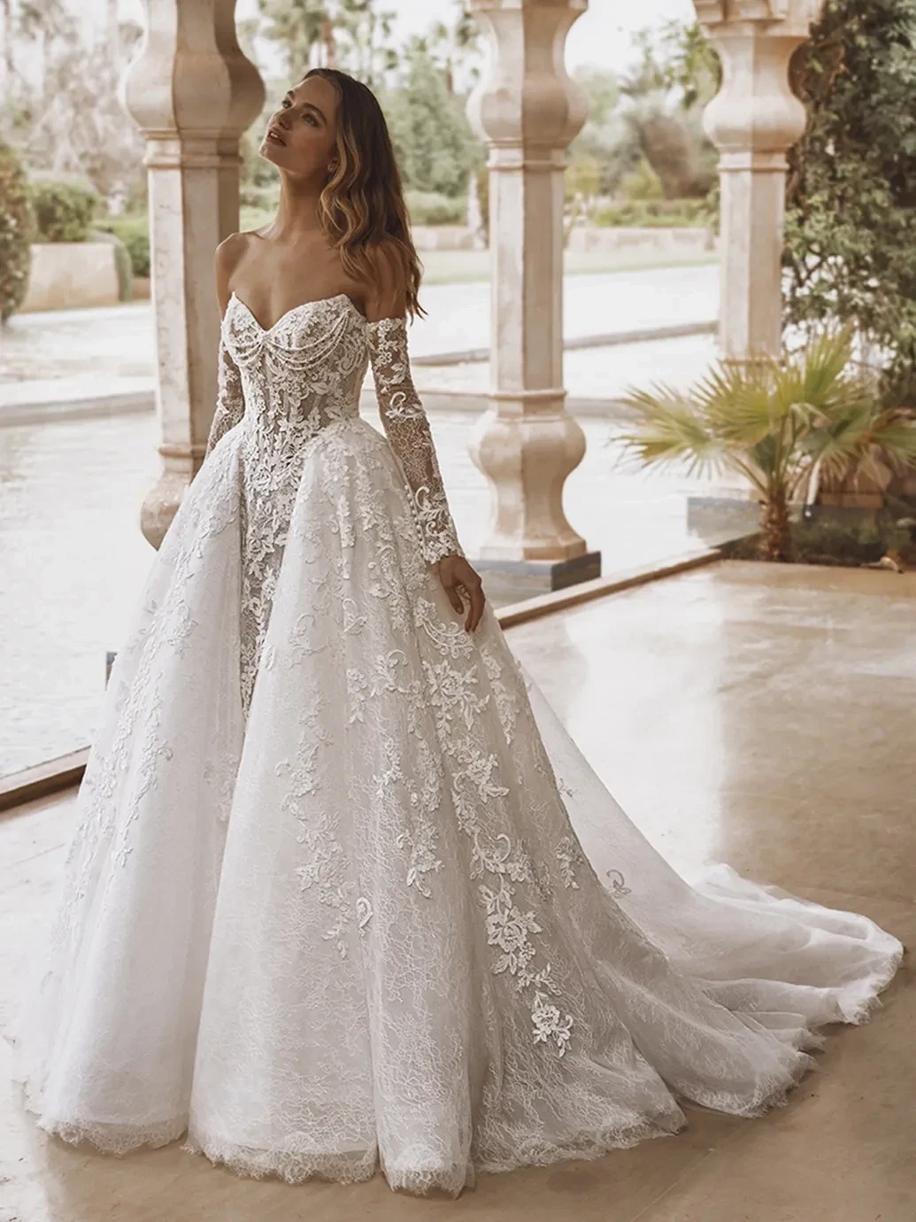 Model wearing a gown by Enzoani