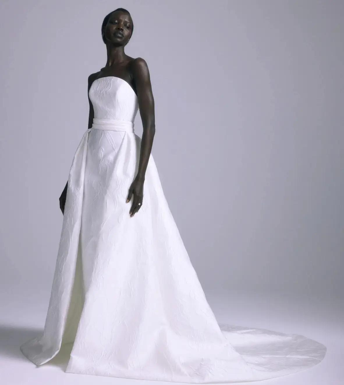 Model wearing a gown by Amsale