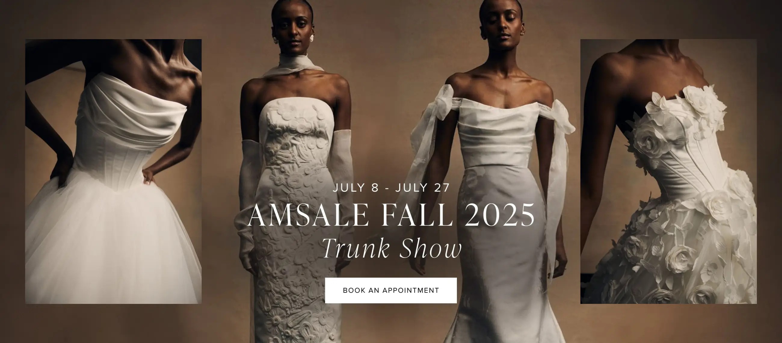 Amsale Fall 2025 trunk show desktop banner