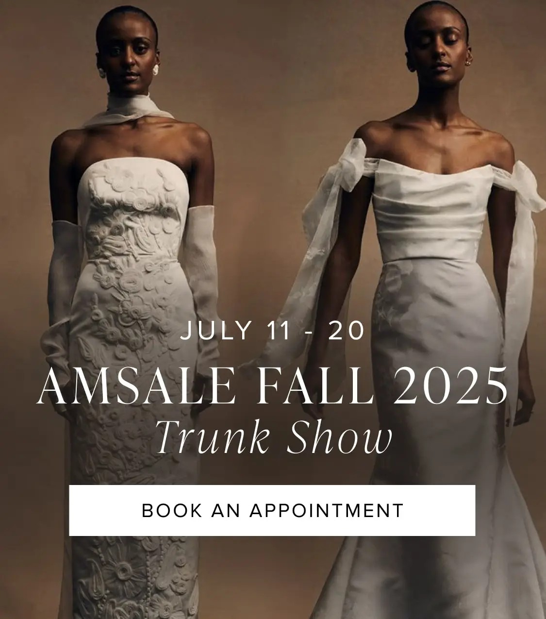 Amsale Fall 2025 trunk show mobile banner