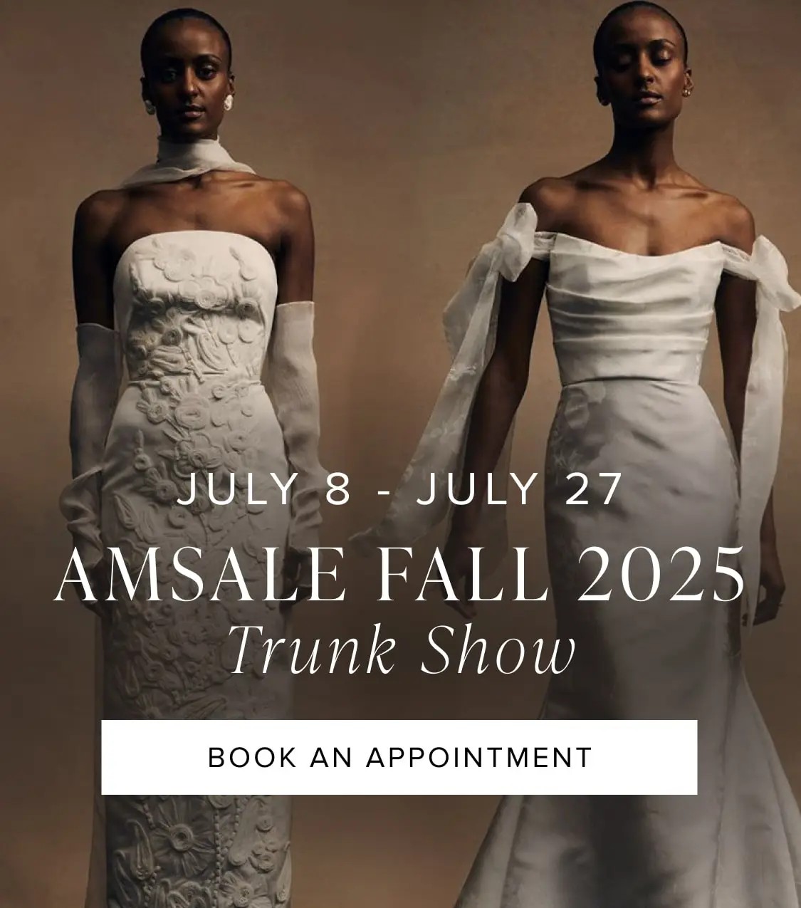 Amsale Fall 2025 trunk show mobile banner